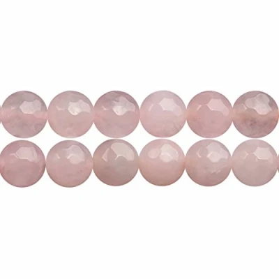 Afbeelding van SKYBEADS DIY sieraden maken kralen facet 6mm natuurlijke rozenkwarts kristal en edelsteen verkocht door één streng 15 inch Apx 60 stuks