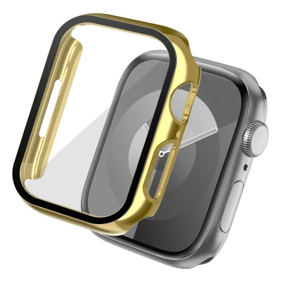 Afbeelding van Apple Watch 45 mm Hoes: imoshion Full Cover Shiny Hardcase Goud Kunststof Smart Covers