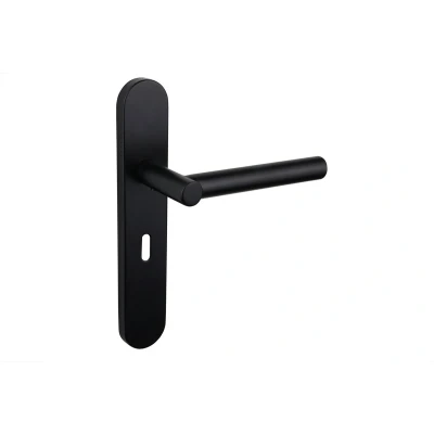 Afbeelding van Lavuzo deurkruk Grosetto Zwart met afgerond schild SL56 Per set