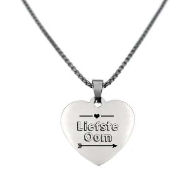 Afbeelding van Ketting RVS Hart Zilver Liefste Oom