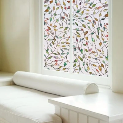 Afbeelding van Artscape Raamfolie, 61 x 92 cm, geëtst, bladdesign, transparant/meerkleurig