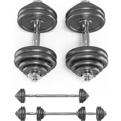 Afbeelding van Halsters, halterset van gietijzer, 2 in 1 cortehalsters en langhalster met aansluitdoos, 5 30 kg verstelbare halterset, delige haltergewichten voor krachttraining