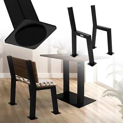 Afbeelding van ML Design Set van 2 tafelonderstellen 70 x 74 cm U vorm, metaal, zwart, industrieel design, verstelbare vloerbescherming, voor eettafels en bureaus, tafelpoten, tafellopers doe het zelf projecten