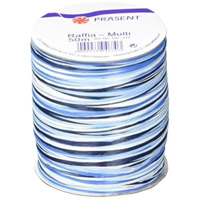 Afbeelding van Raffia lint multicolur rol van 50 meter