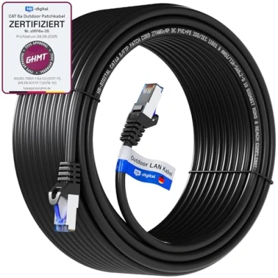 Afbeelding van hb digital Cat.6a Outdoor 25m netwerkkabel Cat6a patchkabel voor buiten &amp; binnengebruik ZWARTE RJ45 stekker Ethernet LAN kabel S/FTP PIMF 500MHz IP66 Stof , water olie en UV bestendig