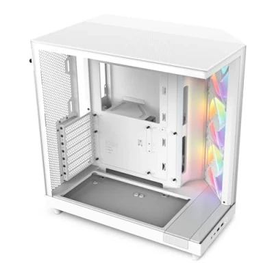 Afbeelding van NZXT H6 Flow RGB CC H61FW R1 Compacte Dual Chamber Mid Tower Airflow kast Inclusief 3 x 120mm ventilatoren Panoramisch glazen panelen Hoogwaardige Wit