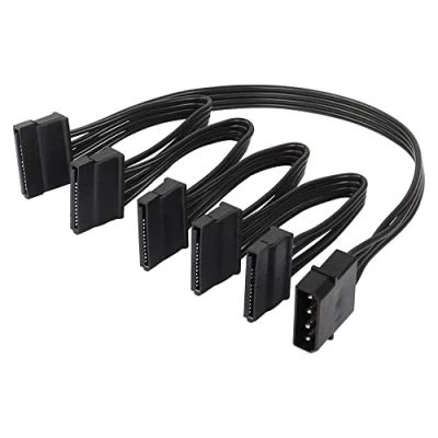 Afbeelding van SinLoon SATA voedingskabel grote 4Pin mannelijk naar 5 x 15 pin vrouwelijke harde schijf Power Splitter kabel voor HDD, SSD, optische schijven