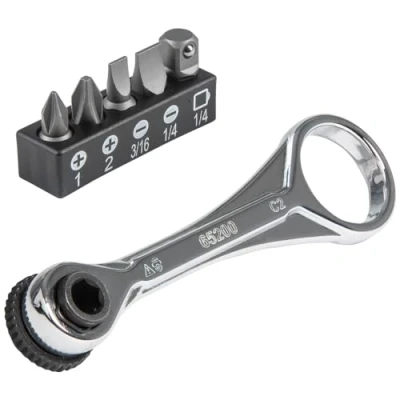 Afbeelding van KLEIN TOOLS, 65200 Mini Ratchet Set met Phillips, Sleuf en Adapter Voor Andere Socket Maten, Kleine Ruimten
