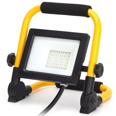 Afbeelding van LED Bouwlamp met Stekker + Statief 20 Watt Helder/Koud Wit 6500K Waterdicht IP65 Kantelbaar