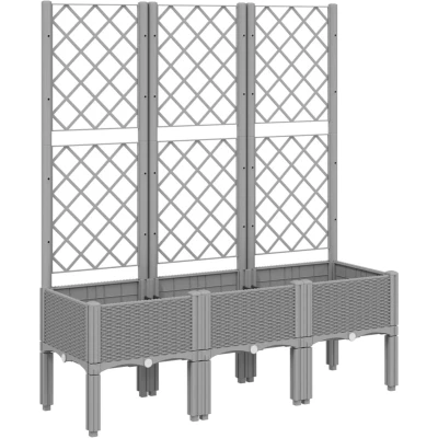 Afbeelding van Plantenbak met latwerk 120x40x142 cm polypropeen lichtgrijs