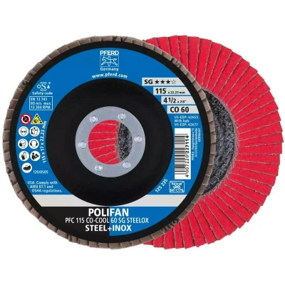 Afbeelding van PFERD 67760615 PFC 115 CO COOL 60 SG STEELOX Lamellenschijf Diameter mm Boordiameter 22.23 Aluminium legering, Legering op nikkelbasis, Superlegeringen