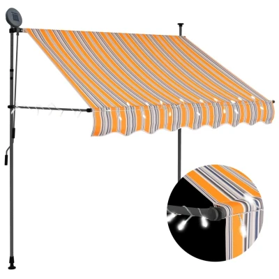 Afbeelding van Luifel handmatig uittrekbaar met LED 100 cm geel en blauw