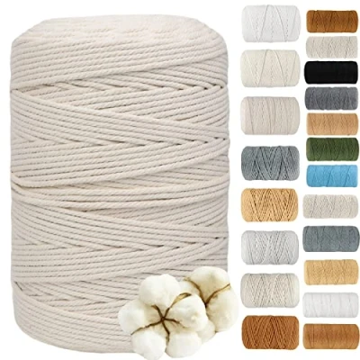 Afbeelding van DXRPO Macramégaren 3 mm x 300 m, natuurlijk macramé, katoenen garen, koord voor wandbekleding, bloemenhanger, doe het zelf handwerk, plantenhanger, boho decoratie (donkerbruin)