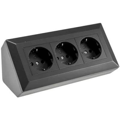 Afbeelding van DELPHI 3 voudig contactdoosblok, zwart 250V / 16A