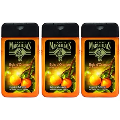Afbeelding van Le Petit Marseillais douchegel Homme body en haar Bois d&#039;orange &amp; argan 250 ml fles set van 3