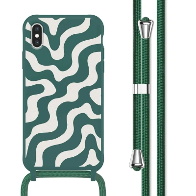 Afbeelding van Apple iPhone X Hoesje Siliconen en TPU (zacht) imoshion Softcase/Koordhoesje/Backcover Petrol Green Groovy Telefoonhoesje