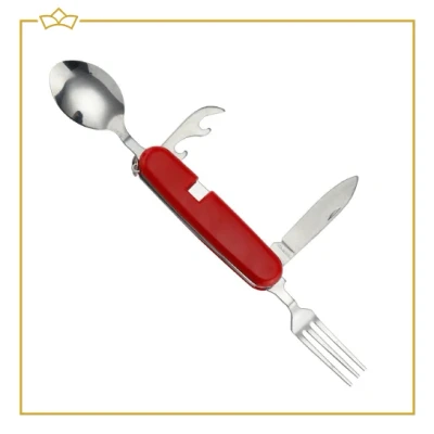 Afbeelding van ATTREZZO Multifunctioneel Reisbestek Bestek lepel vork mes opener Reisset Campingbestek Bestekset voor op reis!