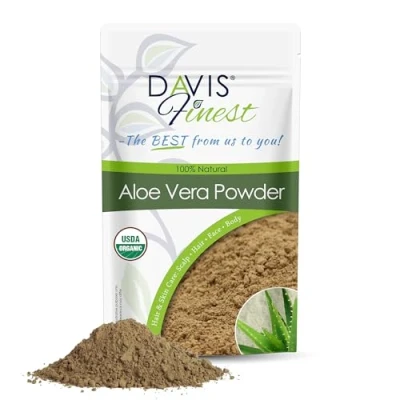 Afbeelding van Davis Gezichtsmasker, fijnste aloë vera poeder, 250 g, voor haar en huid, biologisch, 100% zuiver natuurlijk kruidenpoeder, veganistisch