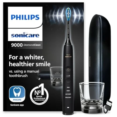 Afbeelding van Philips Sonicare Elektrische Tandenborstel DiamondClean 9000 Voor wittere tanden Ingebouwde poetsdruksensor App connected 4 Poetsstanden 3 sterktes Luxe oplaadglas Reisetui HX9911/09