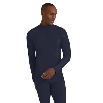 Afbeelding van FALKE Heren Top van onderlaag Wool Tech High Zip Neck M L/S SH Wol Functioneel material Sneldrogend 1 Stuk, Blauw (Space Blue 6116), L