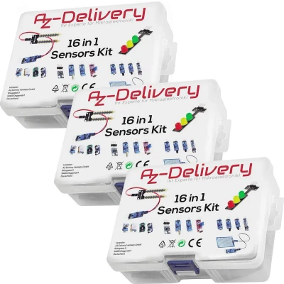 Afbeelding van AZDelivery 3 x 16 in 1 Kit Accessoire Set met Sensoren en Modules compatibel Arduino Raspberry Pi Inclusief E Book!