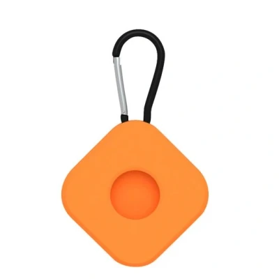 Afbeelding van AirTag case square series siliconen sleutelhanger met ring oranje