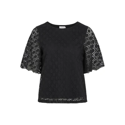 Afbeelding van VILA MIT Kurzen ÄRMELN Rundhals Blouse, Dames, Maat: Large, Black beauty
