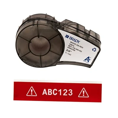 Afbeelding van Brady Vinyl Label Tape voor Printer M211 &amp; M210 Zelfklevende Labels Industriële Kabel/Naam Wit op Rood (19.05mm x 6.40m) M21 750 595 RD