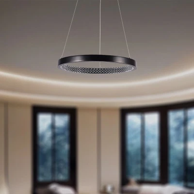 Afbeelding van V TAC VT 7823 B Designer plafondlampen hanglampen IP20 Zwarte behuizing 19 watt 2160 lumen 3000K