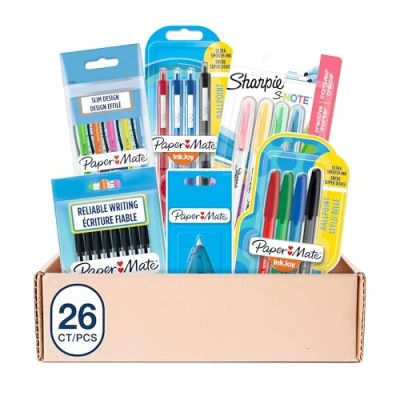 Afbeelding van Paper Mate &amp; Sharpie pennenset Stationaire benodigdheden Balpennen, markeerstiften, mechanische potloden en correctietape Perfect voor school kantoor 23 stuks, geassorteerd model