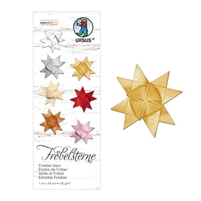 Afbeelding van Ursus 3200078 Papieren stroken voor kerststerren, mat goud, van tekenpapier 130 g/m², ca. 1 x 50 cm, 100 25 sterren, knutselklassiekers de kersttijd