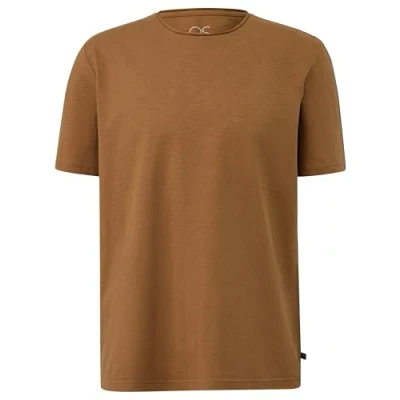 Afbeelding van QS MIT Rollkante UND Flammgarnstruktur Tshirt basic, Heren, Maat: Small, Sandstein