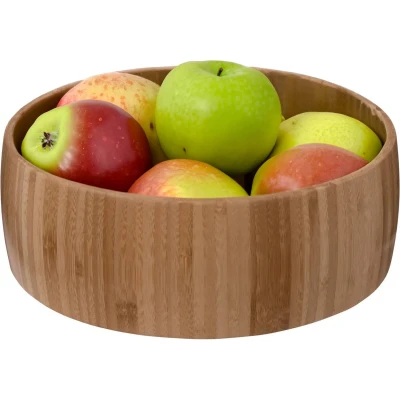Afbeelding van 5Five Fruitschaal/fruitmand Bali bamboe hout D29 x H10 cm bruin rond Fruitschalen