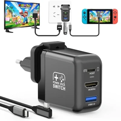 Afbeelding van RREAKA switch Dock voor Nintendo OLED, 3 in 1 TV adapter met 4K 60Hz HDMI, USB 2.0 poort, type C 30W oplader, draagbare docking station travel, Samsung Dex S24, MacBook