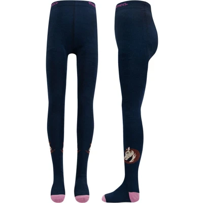 Afbeelding van Ewers Maillot Kindermaat Donkerblauw/Oudroze met Paardenhoofd 152/164