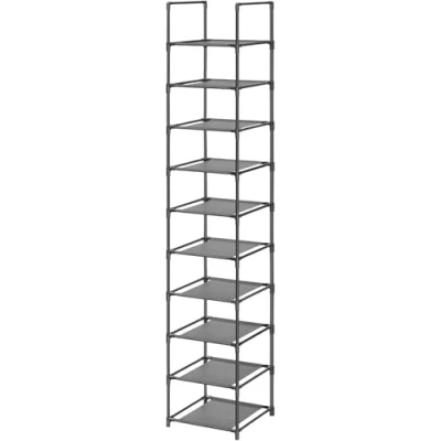 Afbeelding van edihome, Schoenenrek, 10 Niveaus, (33 x 33 173 cm), Shoe Organizer, Smalle en hoge Schoenenrekken van Kunststof, Verticaal, Plank, Showrek (10 Niveaus L)