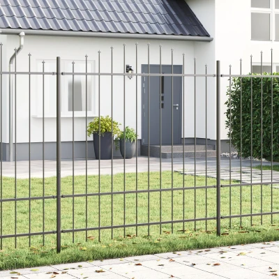 Afbeelding van vidaXL Tuinafscheiding met Hoofdtop Grijs 3,4x1,75 m Staal