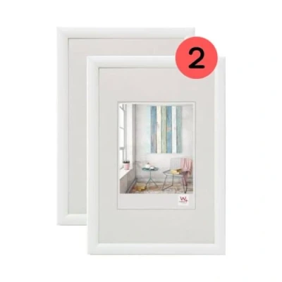 Afbeelding van walther design fotolijst wit 15 x 20 cm dubbele verpakking, Trendstyle kunststof lijst KP520WD