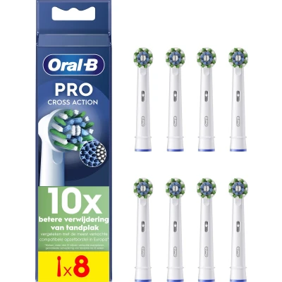 Afbeelding van Oral B Cross Action Pro Opzetborstels Met CleanMaximiser Technologie 8 Stuks