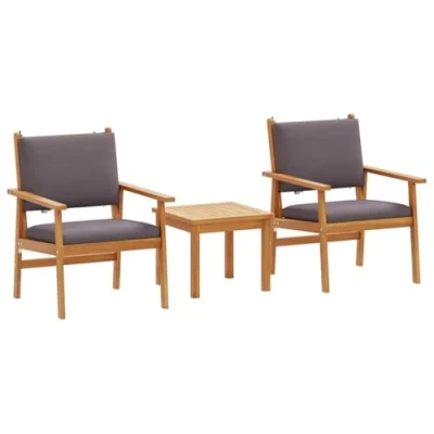 Afbeelding van vidaXL 3 delige tuin bistro set met kussens van massief acaciahout