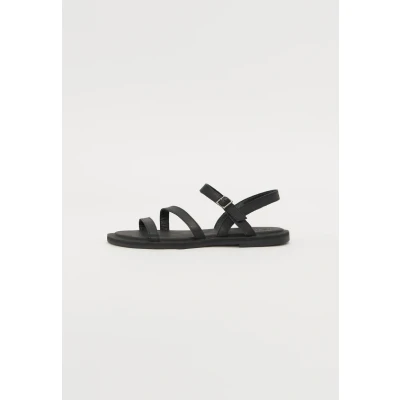 Afbeelding van TOMS Dames Kira platte sandaal, Zwart leer, 10 UK, leder, 43.5 EU