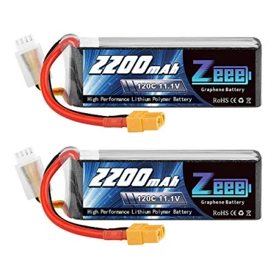 Afbeelding van Zeee Lipo 3S 2200mAh 11,1V 120C RC batterijen met XT60 stekker voor UAV Drones FPV racefiets quadcopters vliegtuig helikopter boot auto (2 verpakkingen)