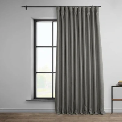 Afbeelding van HPD Half Price Drapes BOCH LN185 P Faux verduisterende gordijnen 96 inch lange extra brede luxe linnen voor slaapkamer en woonkamer (1 paneel), 100 W x l, blazer grijs