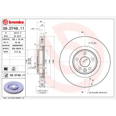 Afbeelding van Brembo Remschijven 09.D749.11