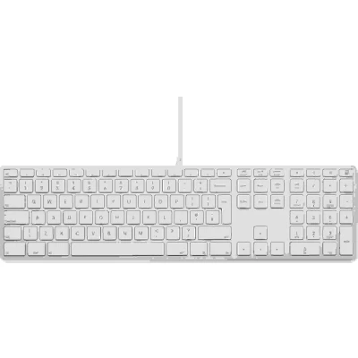 Afbeelding van LMP Bedraad Aluminium Toetsenbord voor Windows met dubbele USB aansluiting en numeriek keyboard 110 keys QWERTY (UK/EN) Zilver/Wit