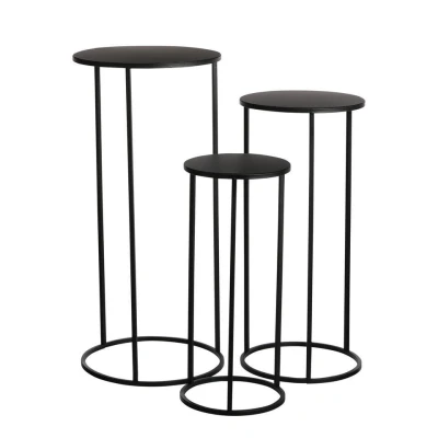 Afbeelding van Quinty Bijzettafel Set van 3 H70 x Ø32 cm Metaal Zwart