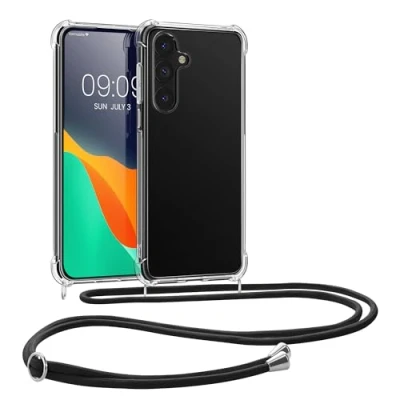 Afbeelding van kwmobile telefoonhoesje geschikt voor Samsung Galaxy S24 Plus Hoesje met telefoonkoord Back cover in zwart / transparant