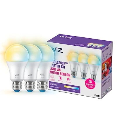 Afbeelding van WiZ Lamp 3 Pack E27 Warm tot Koelwit Licht Slimme LED 60 W Verbind met Wi Fi Gemakkelijk te Bedienen