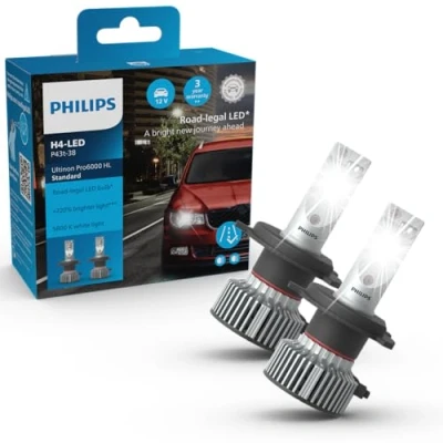 Afbeelding van Philips Ultinon Pro6000 Standaard H4 LED lamp, goedgekeurd*, +220% helderder**, 5800 K, 2 stuks