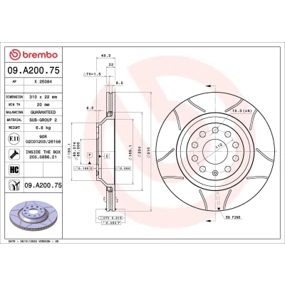 Afbeelding van Brembo Remschijven 09.A200.75